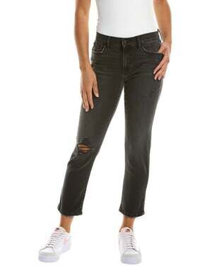 JOES JEANS Straight Crop Jeans Size 26 US 4 Black Wash Distressed Mid Rise NWT